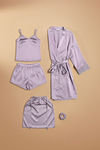 Zivame Luxe Satin 5 Pc Sleep Set - Purple Heat — thumbnail 2